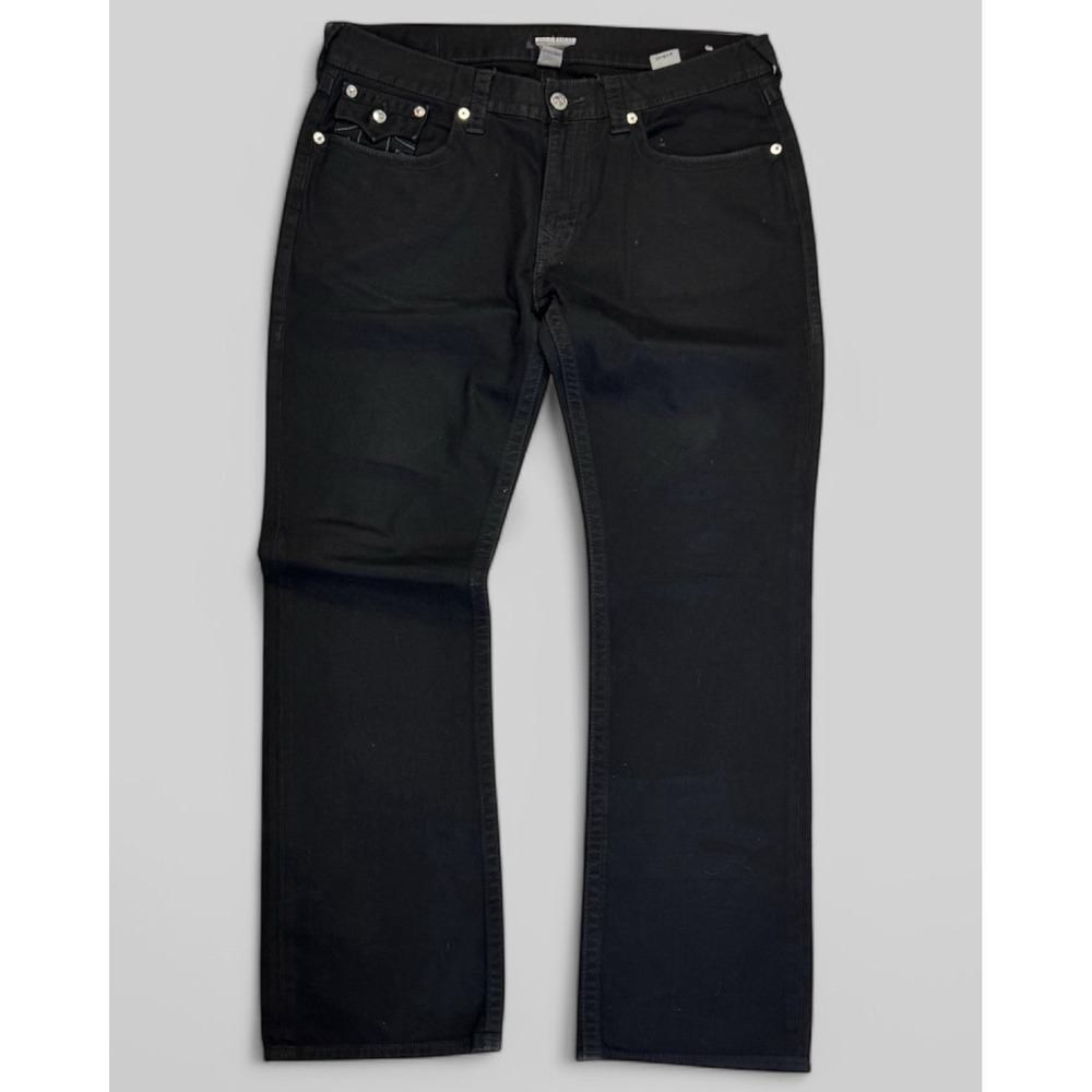 True Religion Straight Jeans w/ Button Pocket Flaps Men's 38x33* Black EUC!!